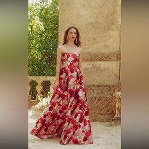 Sachin & Babi Giovanna Floral Jacquard Fit & Flare Gown size US 8